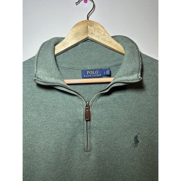 Light Green Ralph Lauren Quarter Zip Size Large Pima Cotton - Picture 4 of 5
